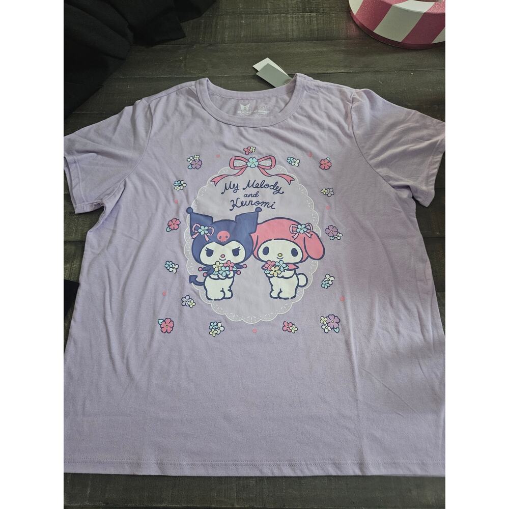 Women's Hello Kitty My Melody and Kuromi Graphic T-shirt - Purple NWT (LARGE)